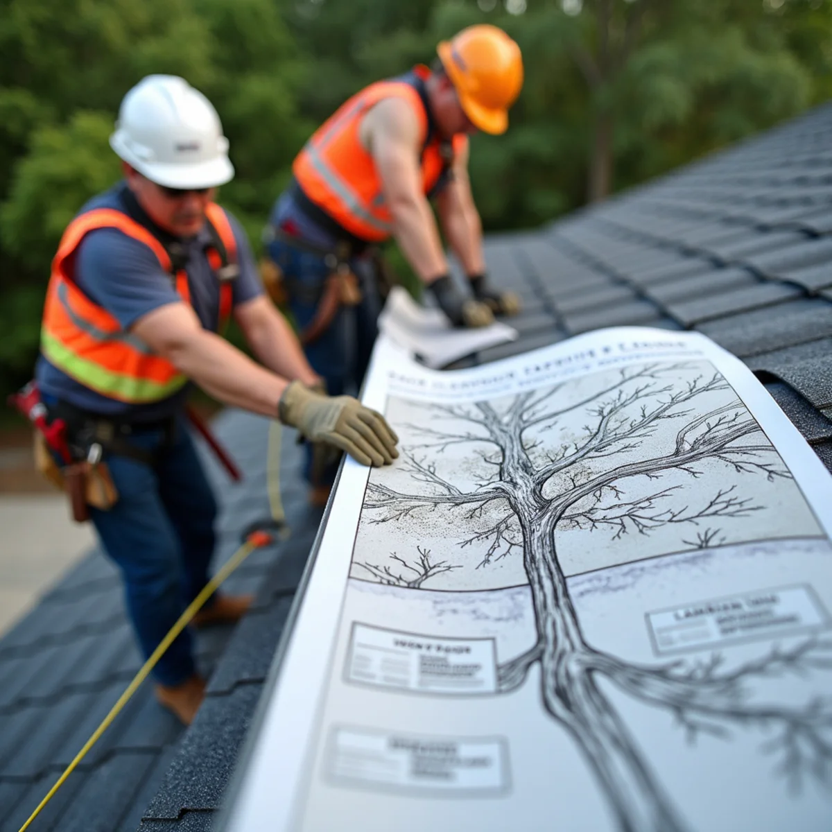 Detailed roofing illustration and technical guide for Fall Gutter Clearing and Tree Trimming: Protecting Houston Roofs from Limb Punctures