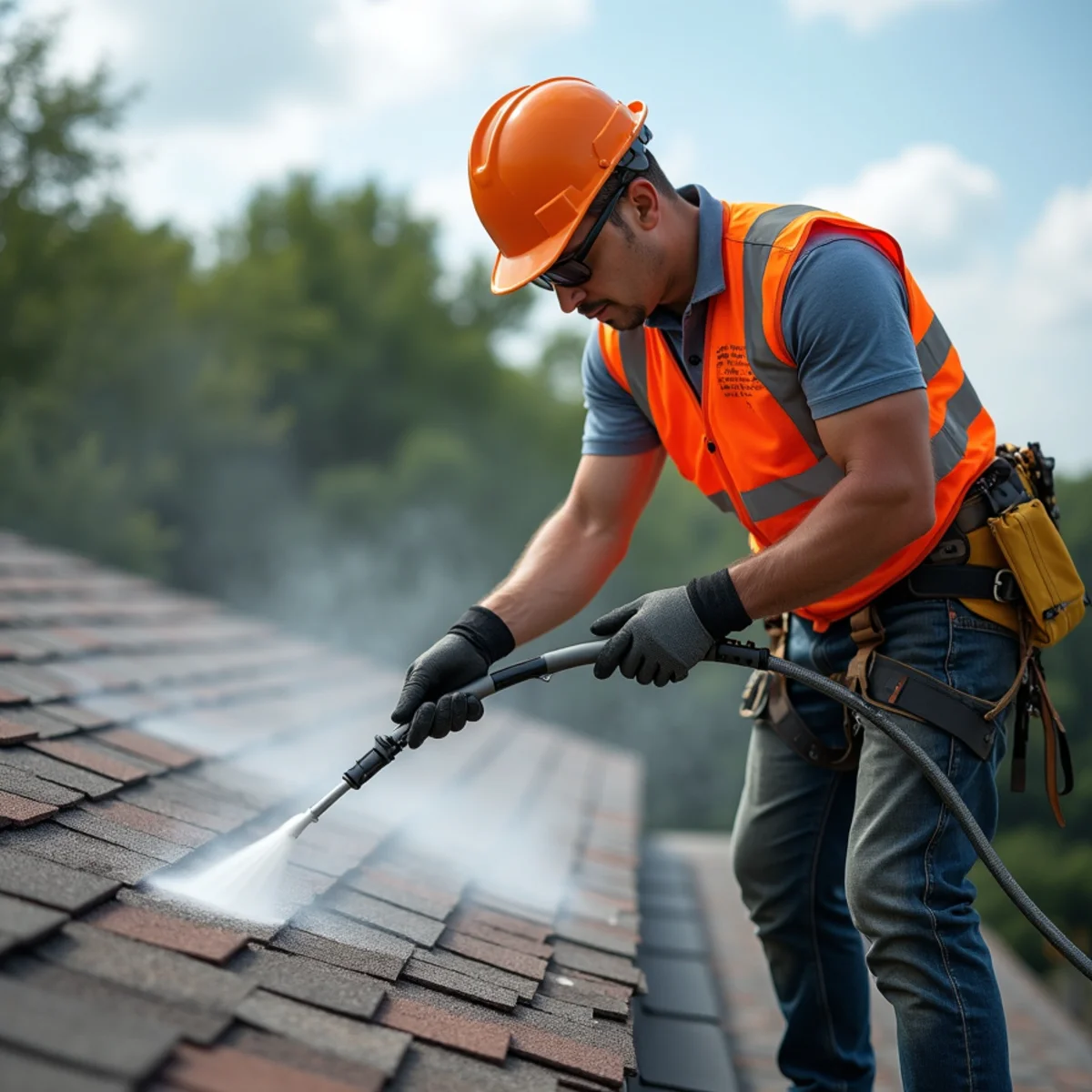 Detailed roofing illustration and technical guide for How to Remove Black Algae Streaks (Gloeocapsa Magma) from Houston Roofs Safely