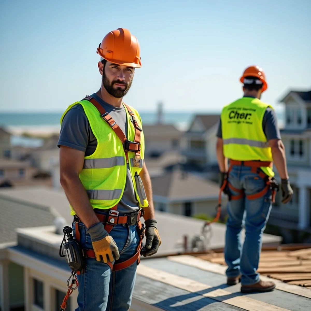 PRIME REPAIR SERVICES L&R LLC roofing crew working on a home in Galveston, TX