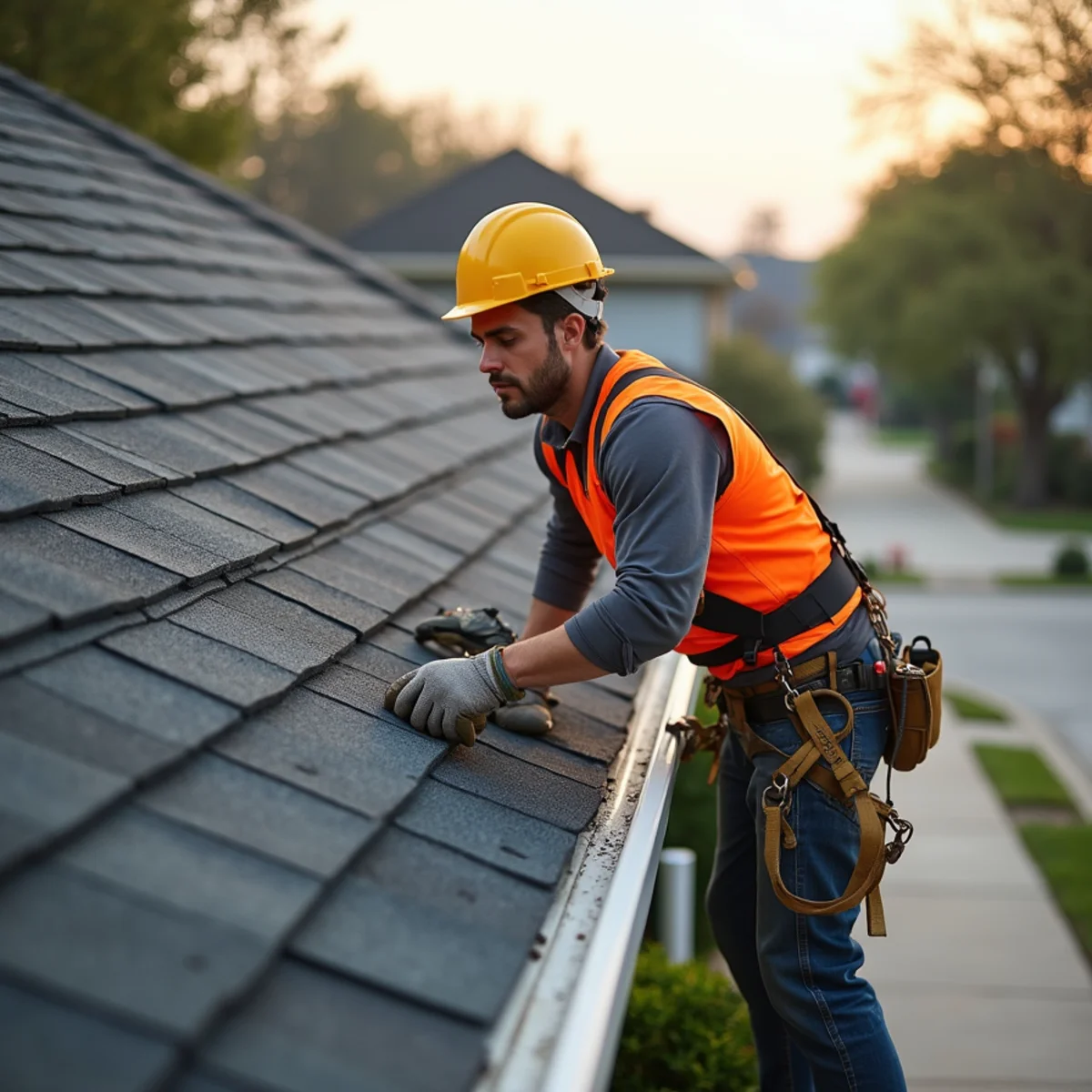 Residential roofing architecture and roofline in Hedwig Village, TX