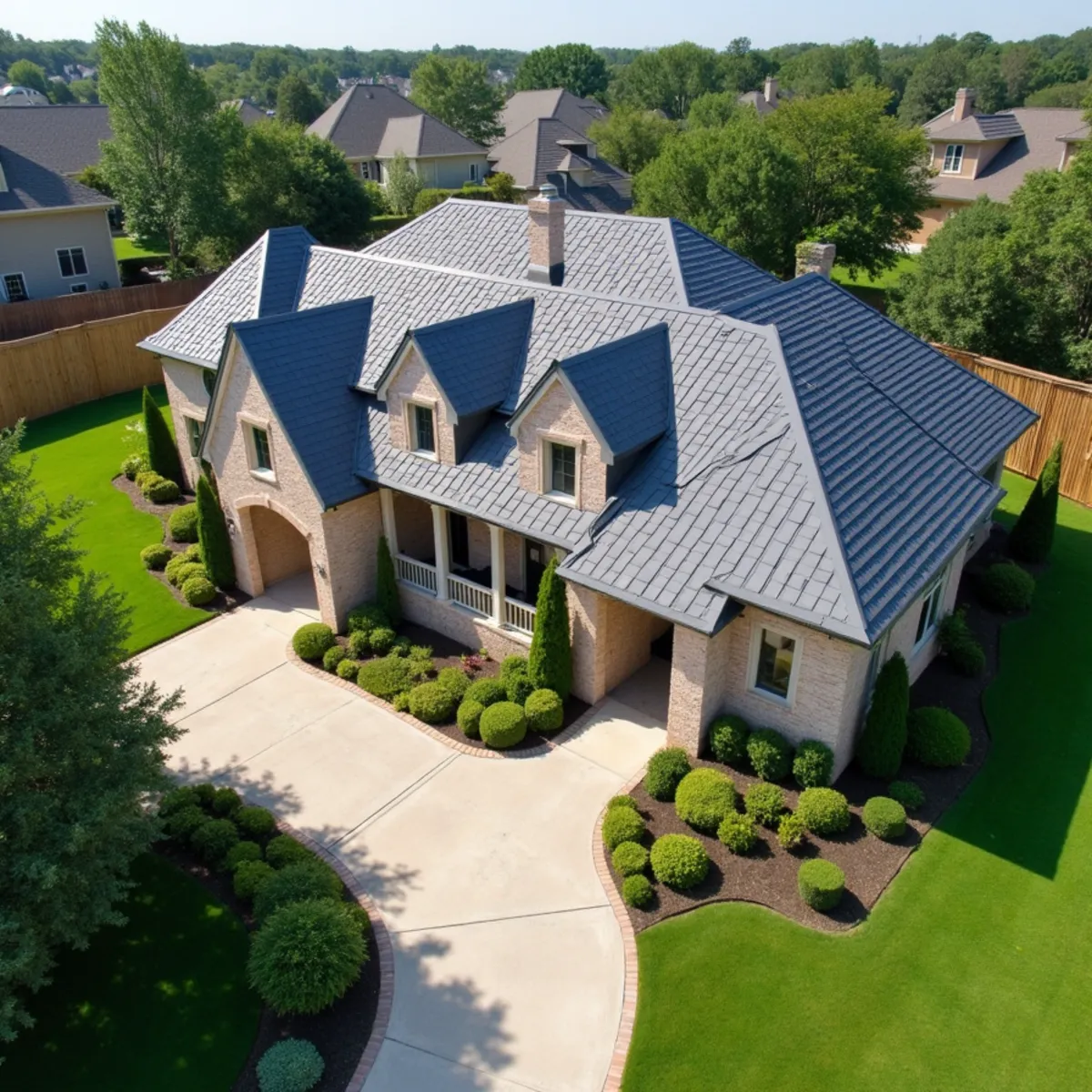 Residential roofing architecture and roofline in Hunters Creek Village, TX