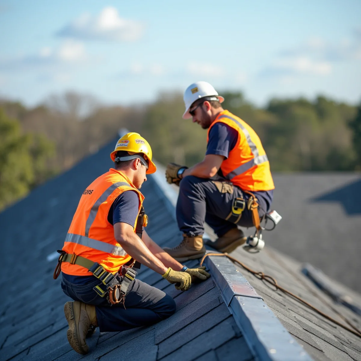PRIME REPAIR SERVICES L&R LLC roofing crew working on a home in Hunters Creek Village, TX
