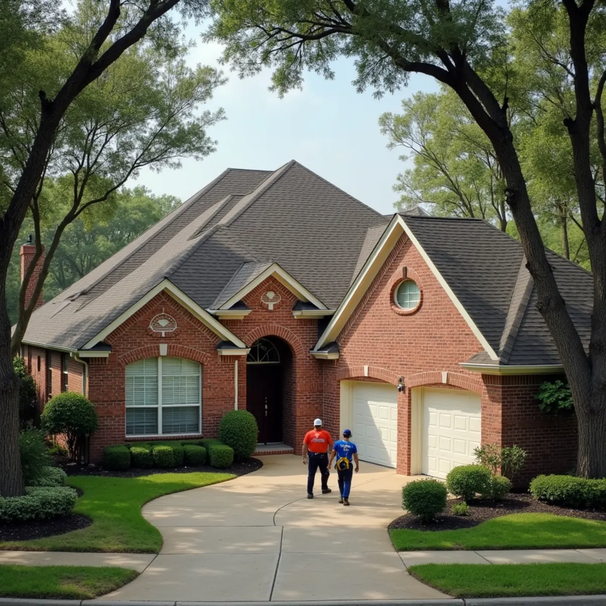 PRIME REPAIR SERVICES L&R LLC roofing crew working on a home in Jersey Village, TX