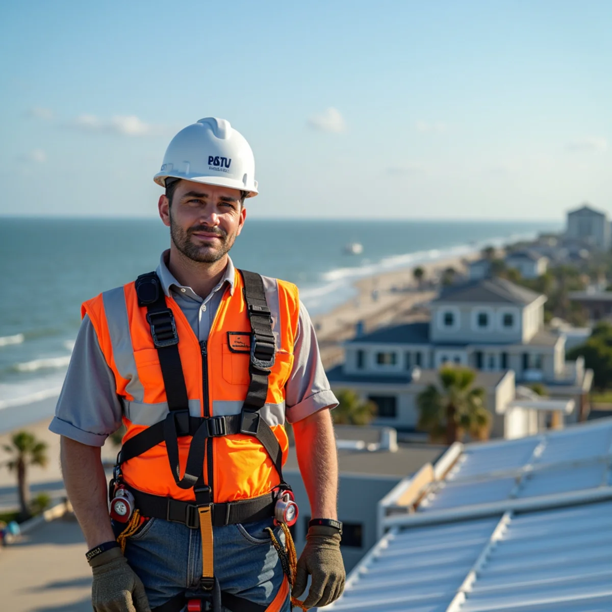 PRIME REPAIR SERVICES L&R LLC roofing crew working on a home in Kemah, TX