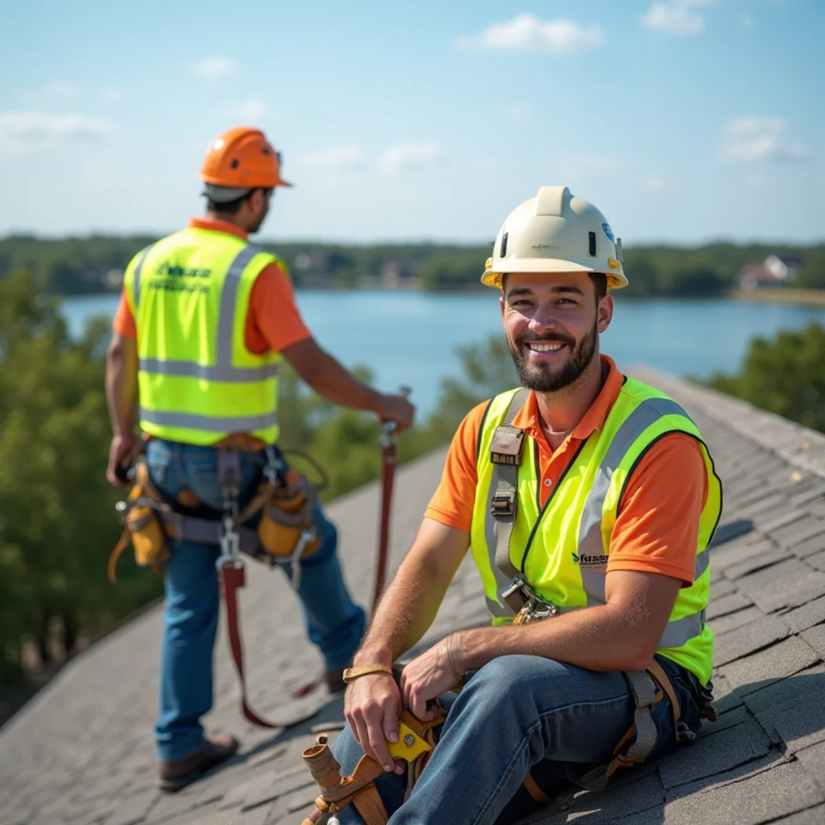 PRIME REPAIR SERVICES L&R LLC roofing crew working on a home in Nassau Bay, TX